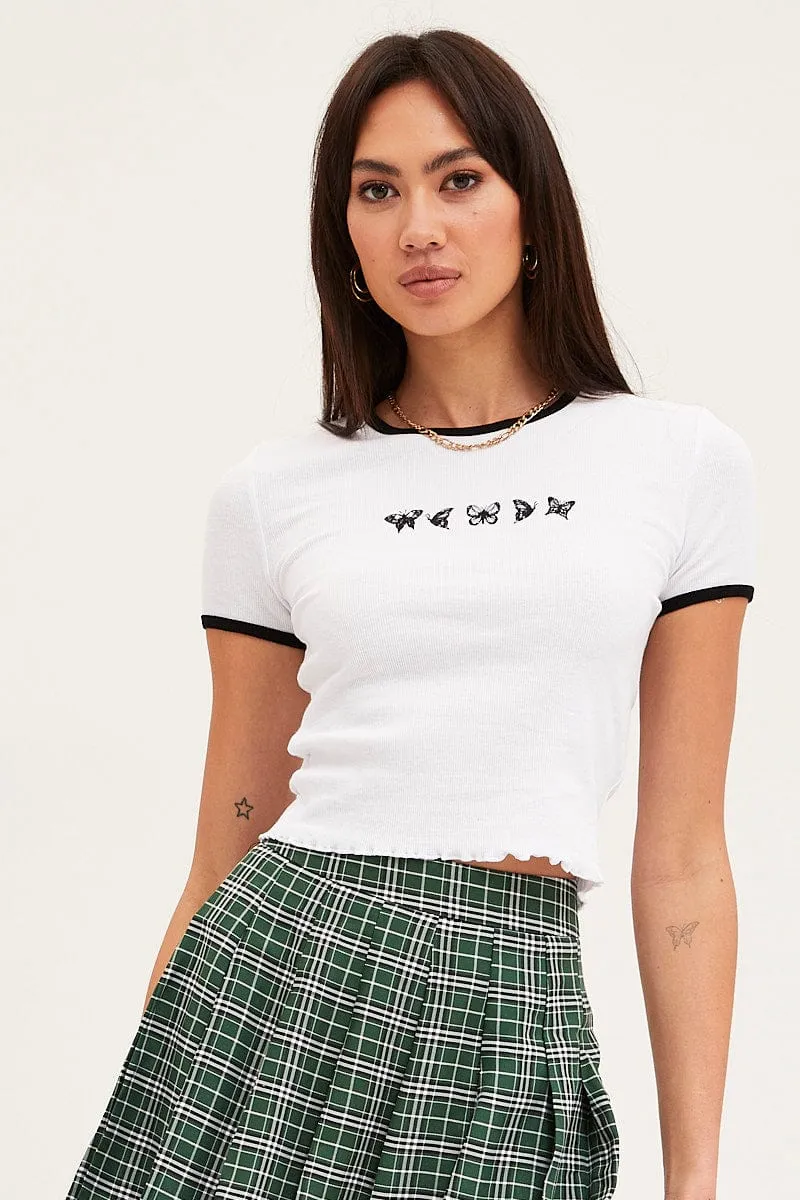 White Butterfly T-Shirt Short Sleeve futuristic