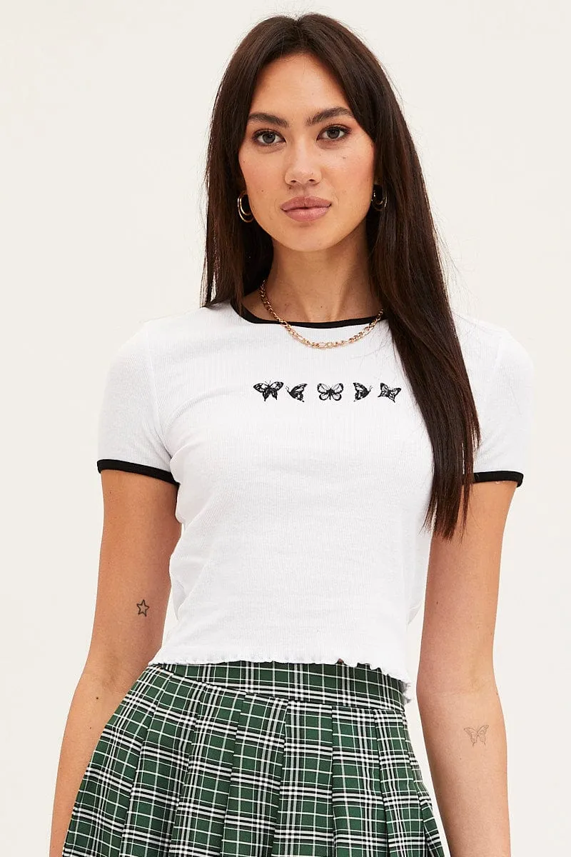 Travel Ready SkinFriendlyFibers White Butterfly T-Shirt Short Sleeve