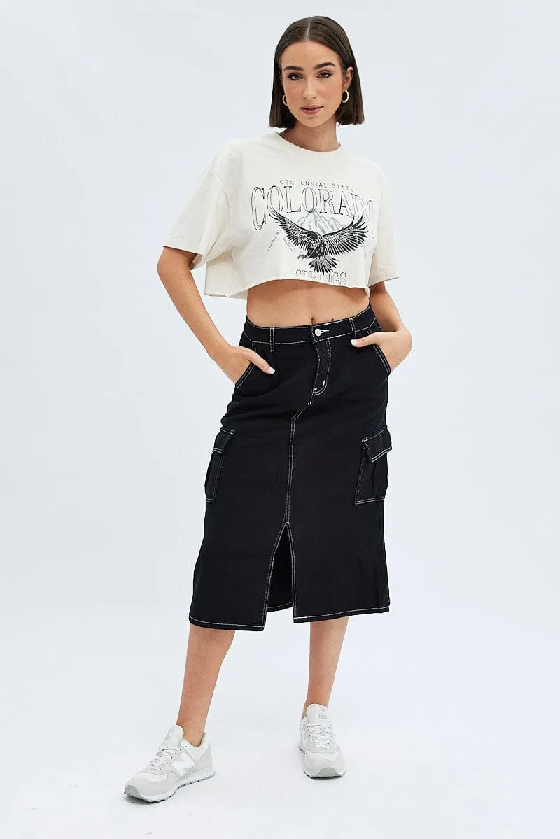Beige Crop T-Shirt Short Sleeve Crew Neck Outdoor Light
