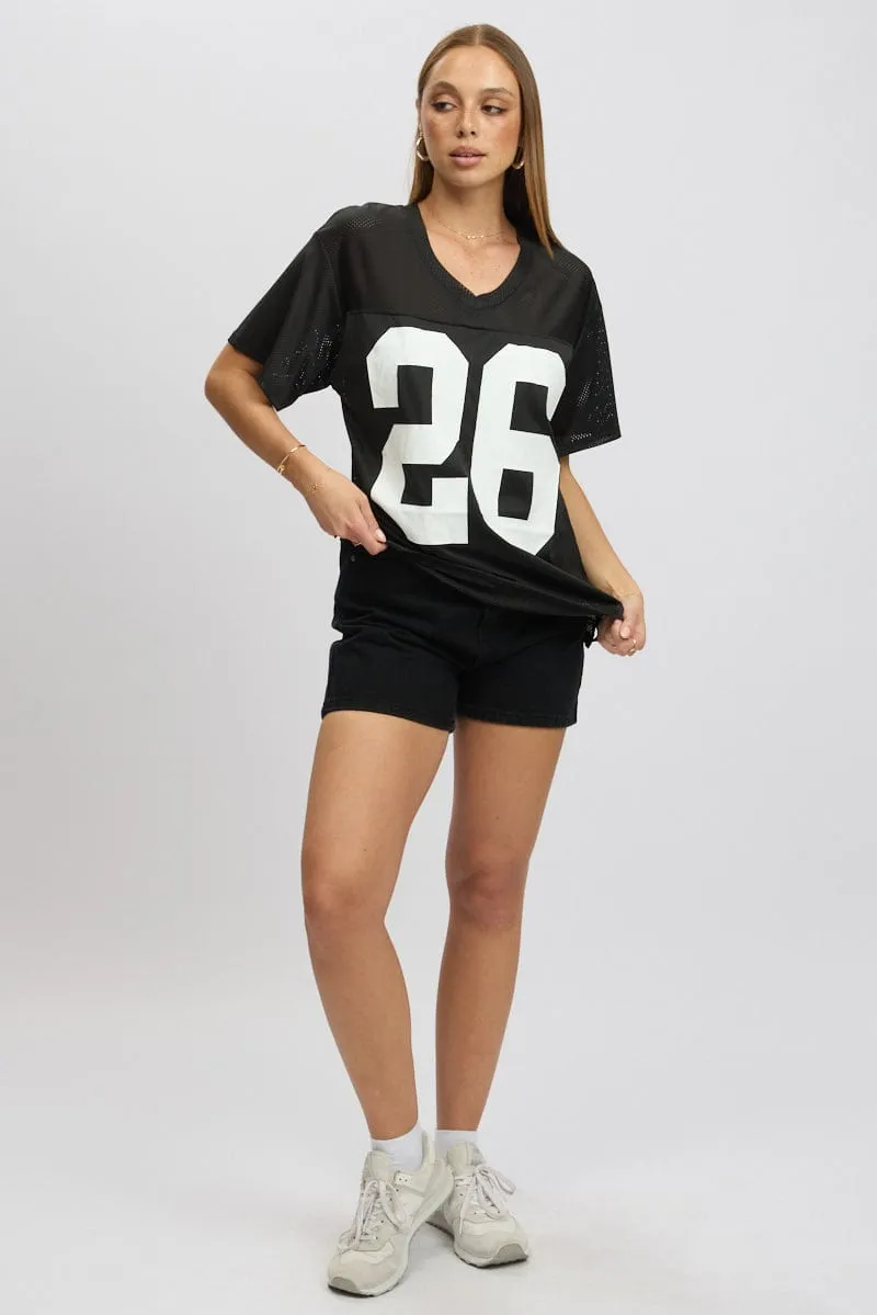 Simple Style Black Sport Tee Short Sleeve