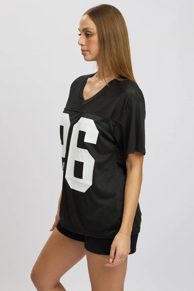 Black Sport Tee Short Sleeve Loose Fit