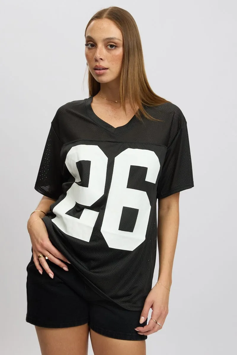 Black Sport Tee Short Sleeve Halloween Sporty Look