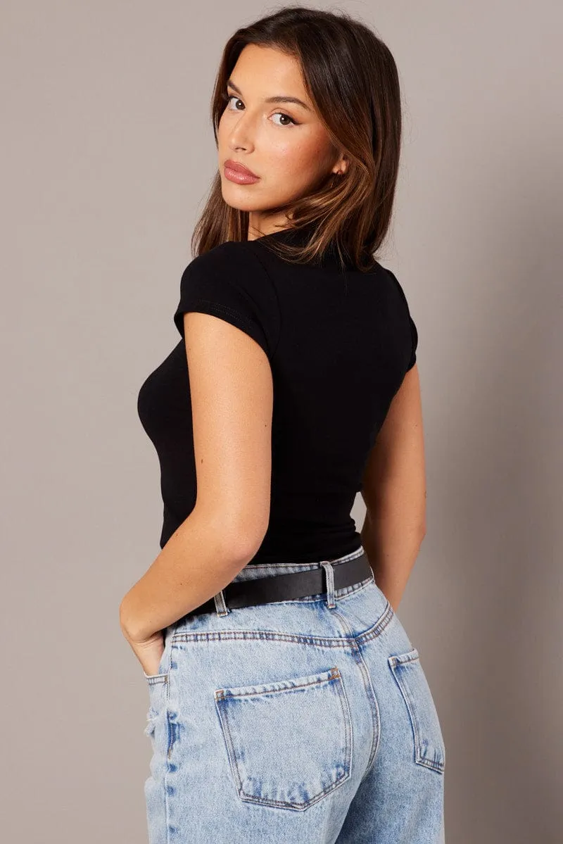 Comfort First Black Graphic Tee Short Sleeve