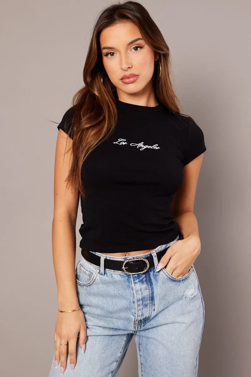 Anti Bacterial Treatment Black Graphic Tee Short Sleeve