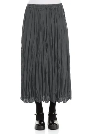 Bold Statement Mix Culture Graphite Blue Crumpled Pure Silk Skirt
