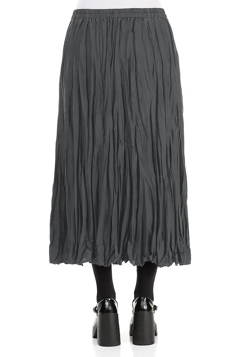 Graphite Blue Crumpled Pure Silk Skirt Chafe Resistant Red Carpet Look