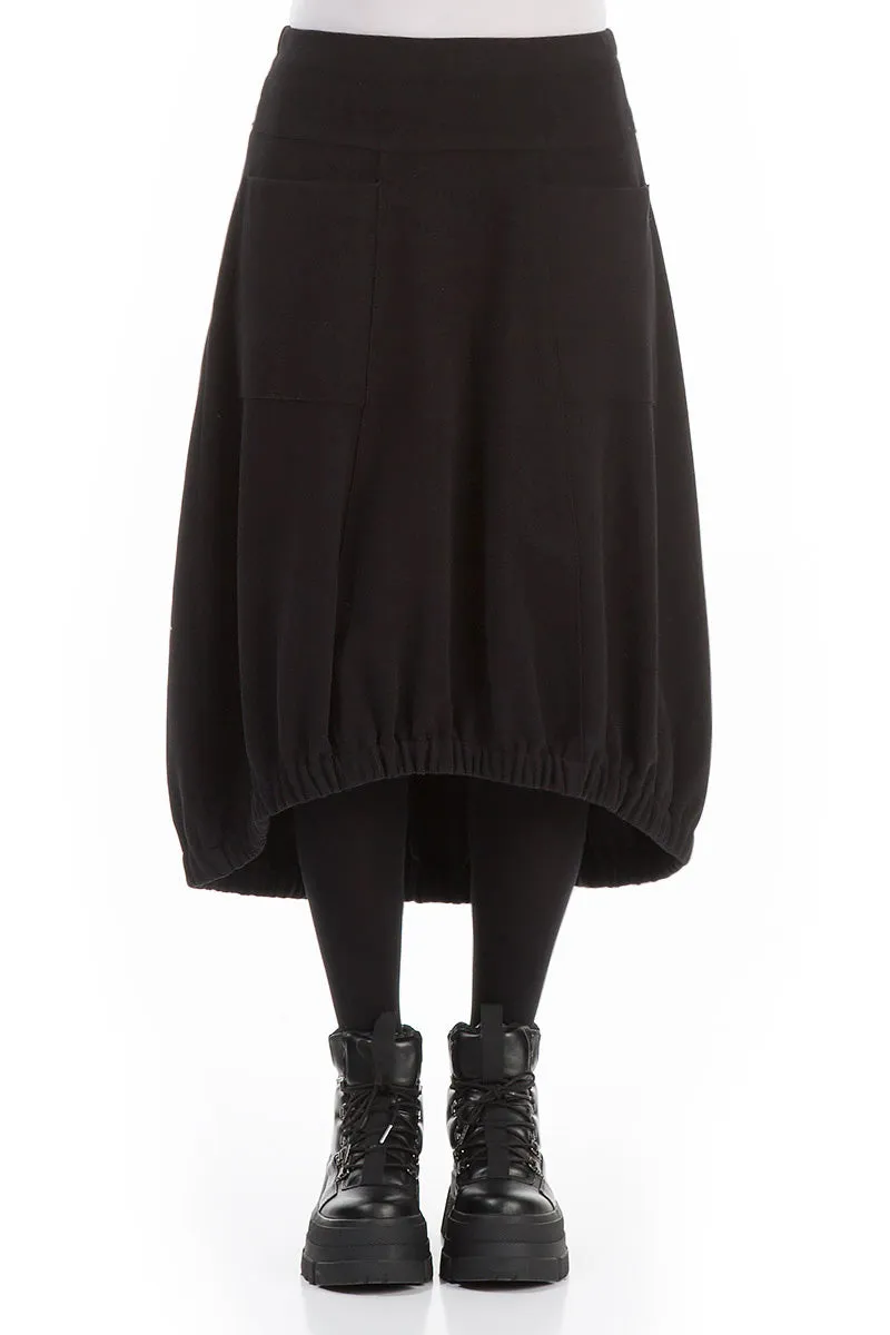 Ombre effect Transitional Wear Longer Back Black Cotton Jersey Skirt