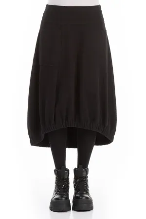 Ombre effect Transitional Wear Longer Back Black Cotton Jersey Skirt
