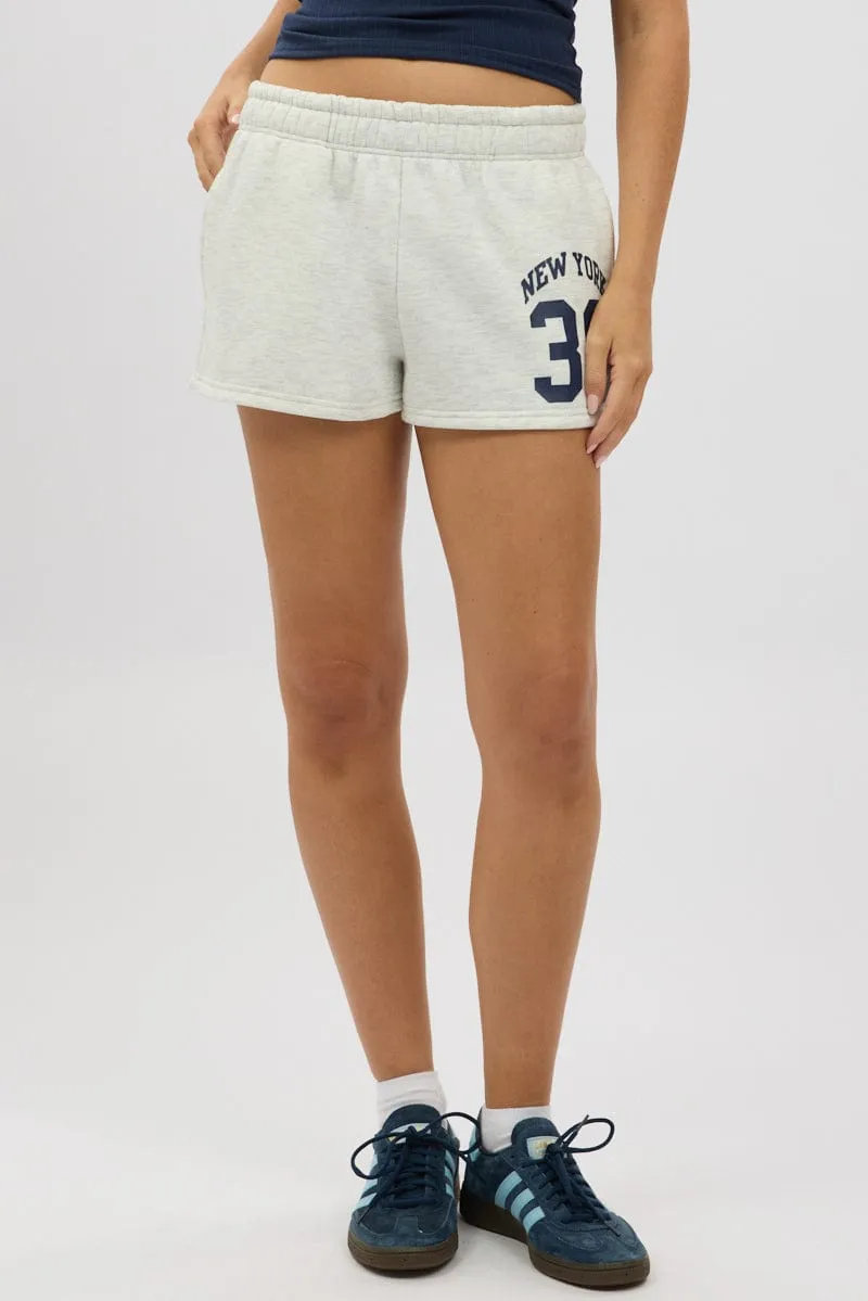 Grey Track Shorts Elasticated ribbed texture