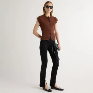 Relaxed Style Cass Front-Split Ponte Stretch Pant