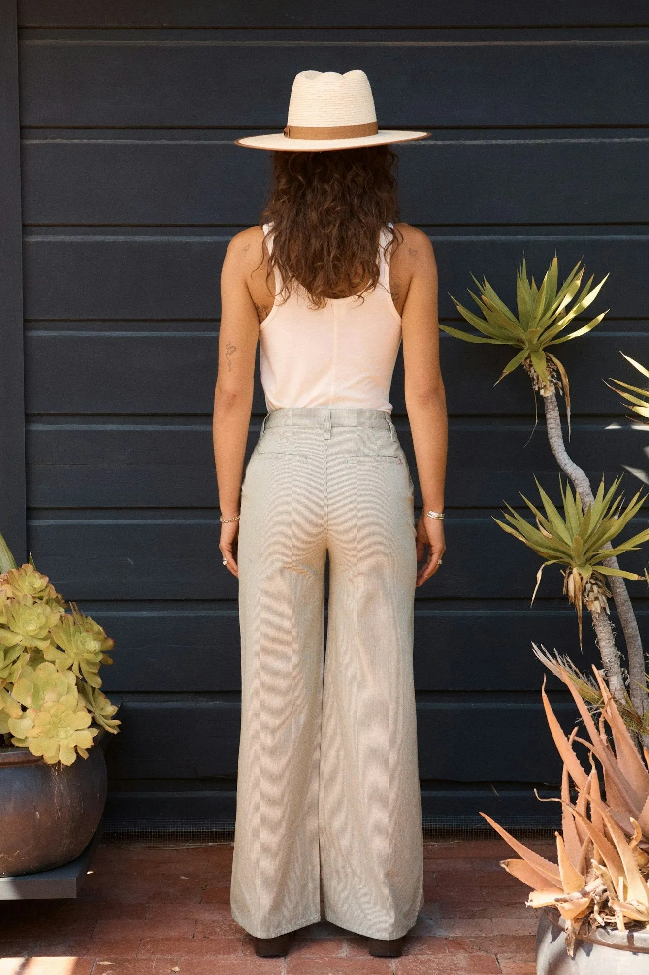 Essential Wear Cozy Wear Victory Full Length Wide Leg Pant - Sea Kelp Stripe