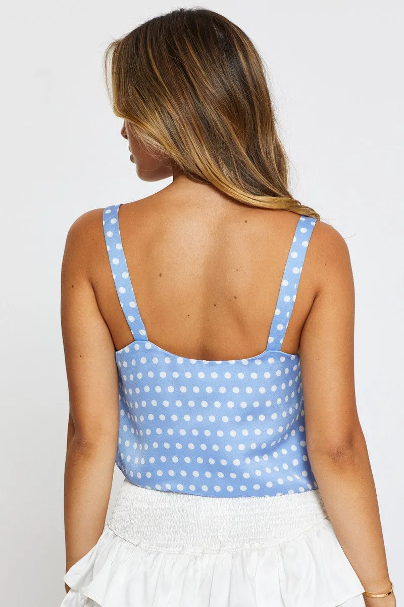 Polka Dot Singlet Top Square Neck Linen Fashionable Skirt Functional Fashion