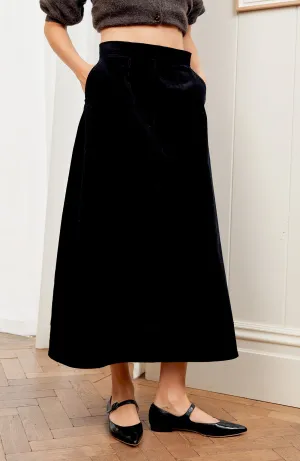 Simple Styling Seamless construction Caro A-Line Cord Skirt | Black