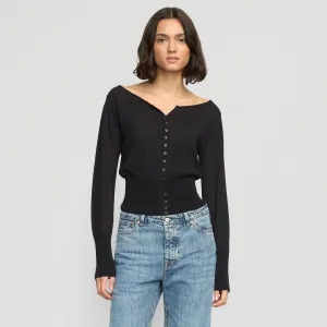 Chava Semi-Sheer Button Knit Top Allergen Free Processing Versatile Layer