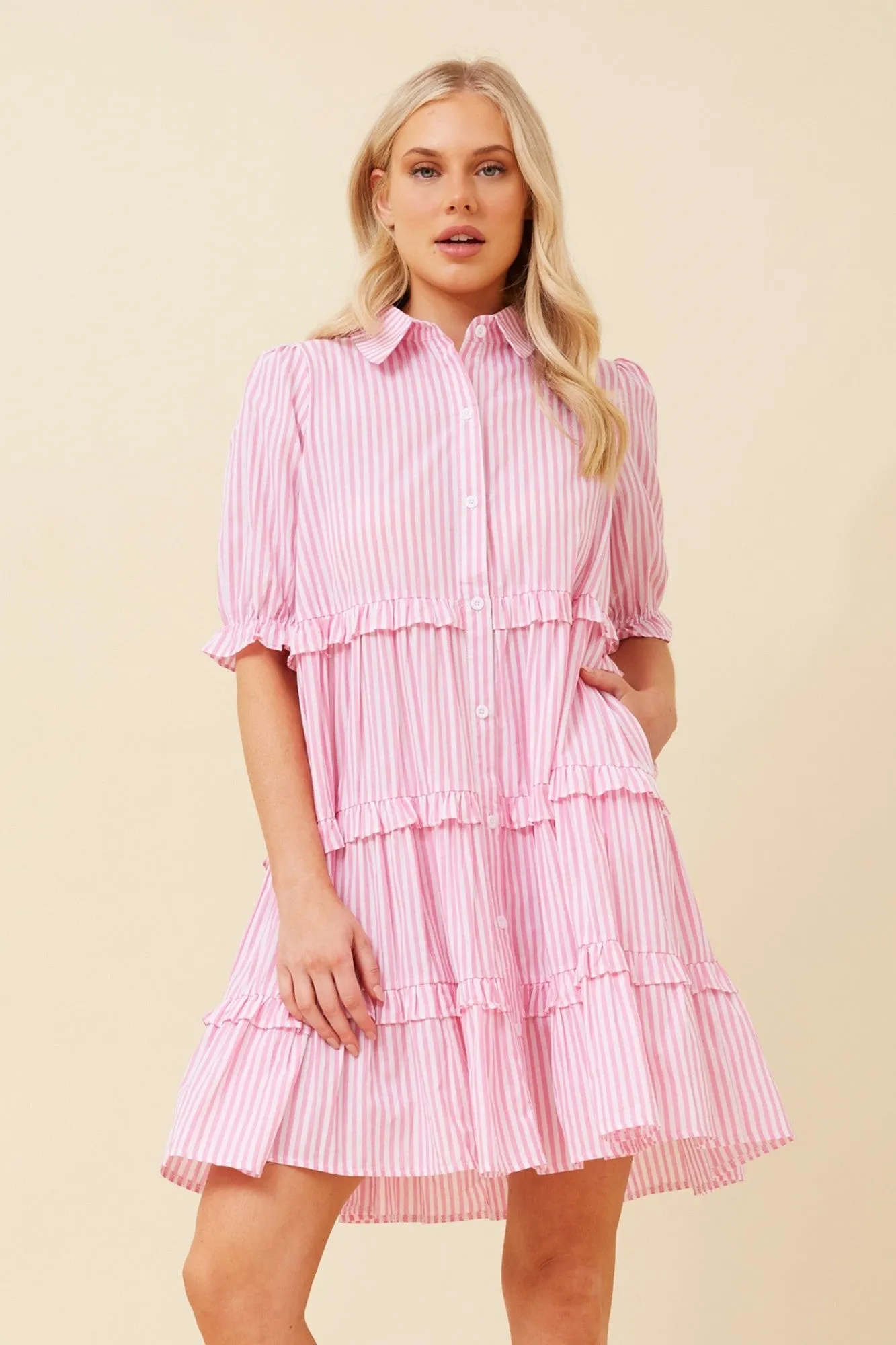 Magnetic Closure KIMBERLY STRIPE PRINT DRESS