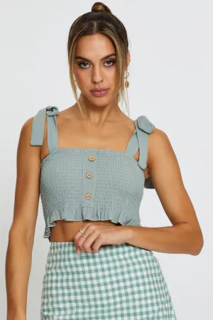 Trend Vibe Classic Suit Green Singlet Top Sleeveless Tie Up
