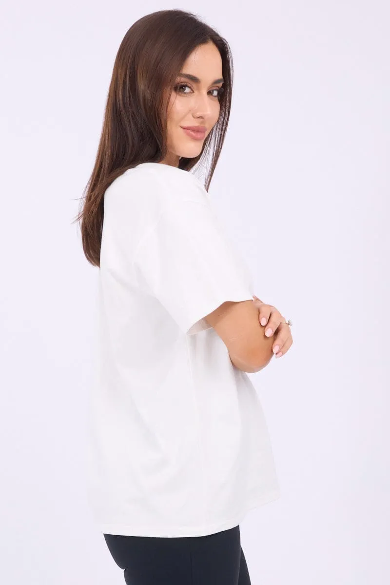 Match Fit White Loose Fit T-Shirt