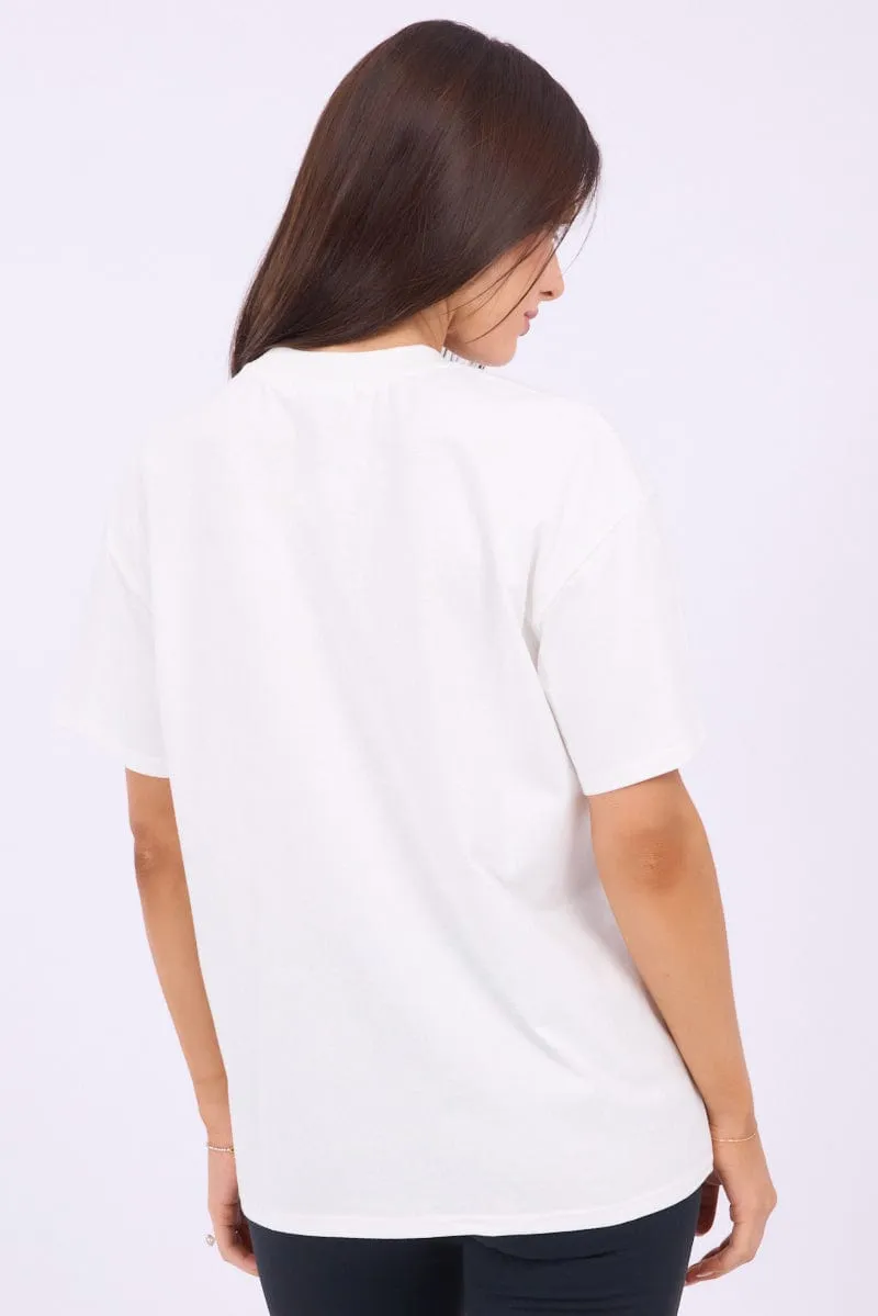 White Loose Fit T-Shirt Outdoor Look Cotton Glow