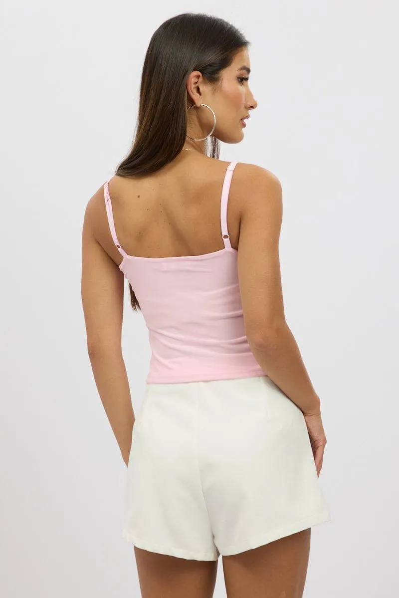 retro look Pink Mesh Singlet Top