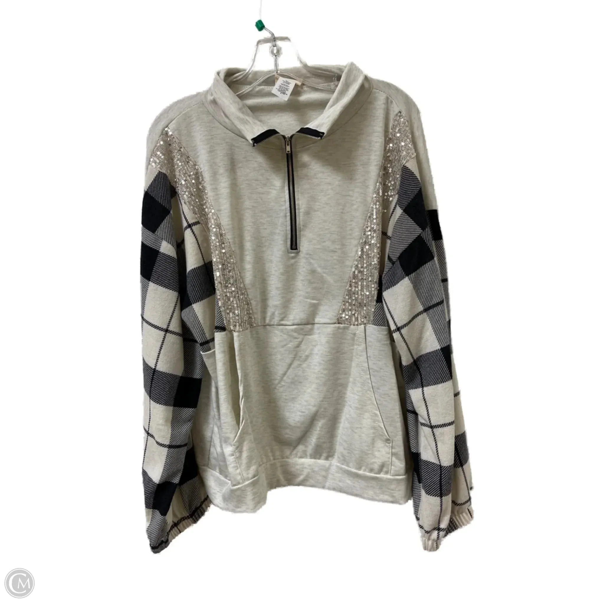 Green Fit AntiBacterialTreatment Sweatshirt Collar By Bibi In Black & Cream, Size: S