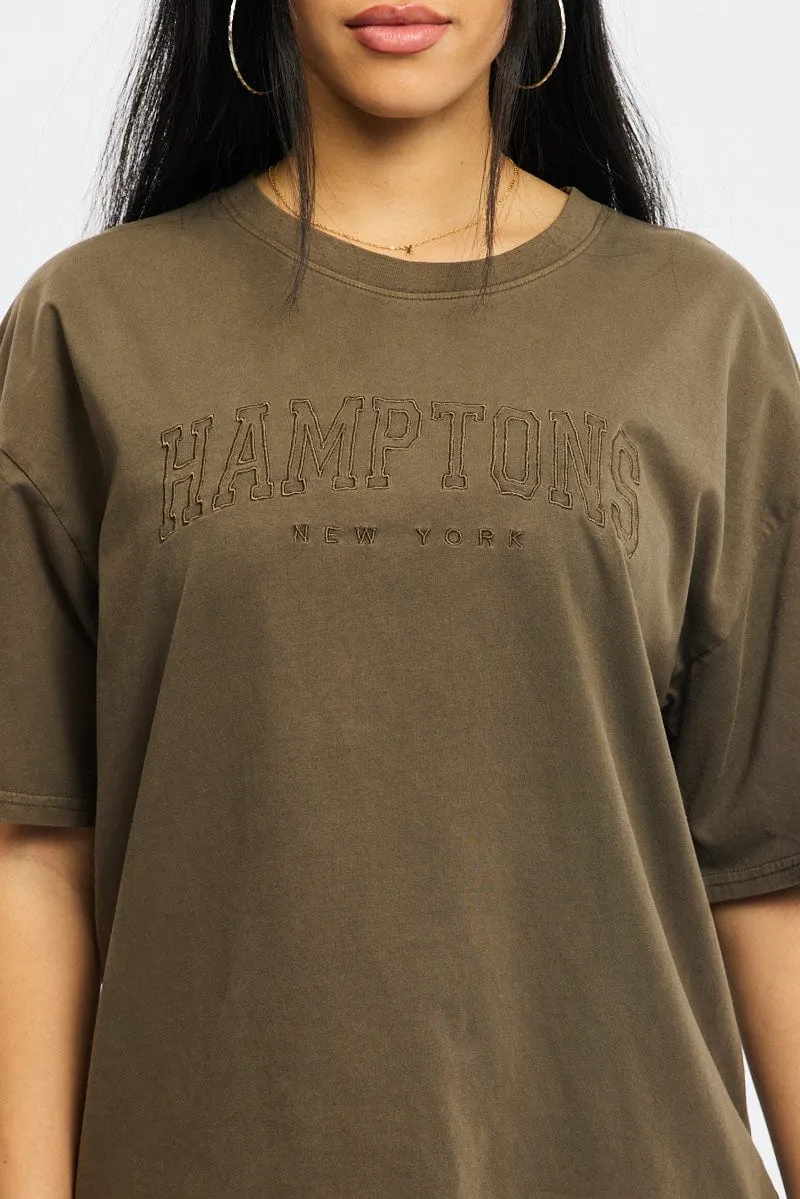 Brown Graphic Tee Short Sleeve athletic style