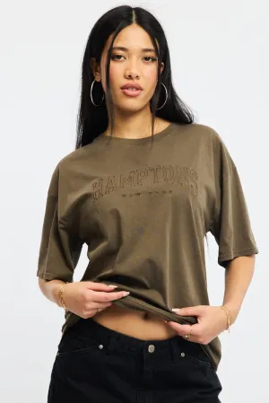 Brown Graphic Tee Short Sleeve Smart Wear
