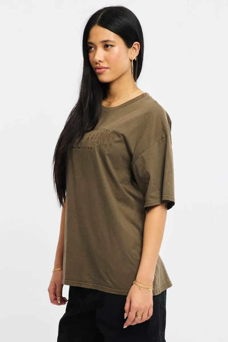Minimalist Design Brown Graphic Tee Short Sleeve