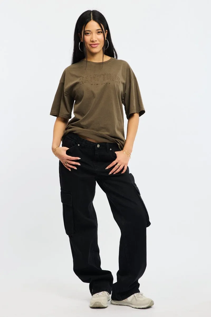 Sporty and Cool Brown Graphic Tee Short Sleeve