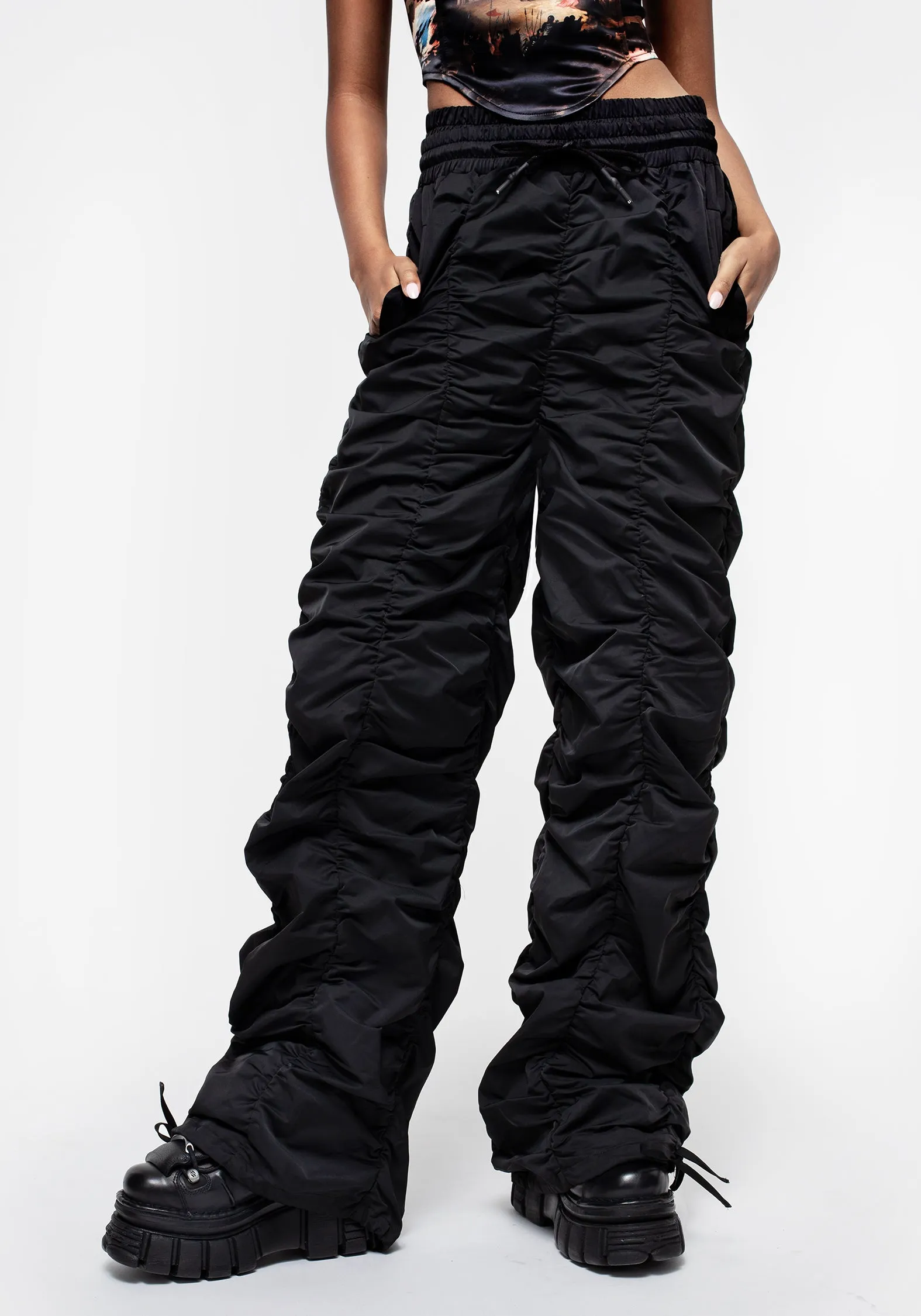 Stay Flexible Shockwork Ruched Wide Leg Trousers