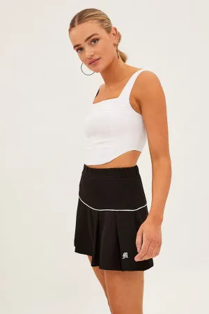Black Pleated Tennis Mini Skort Skirt Chic Appeal smooth zipper