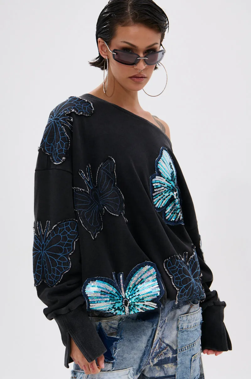 WORLD'S BEST EX GIRLFRINED OVERSIZED SWEATSHIRT sequin industry standard