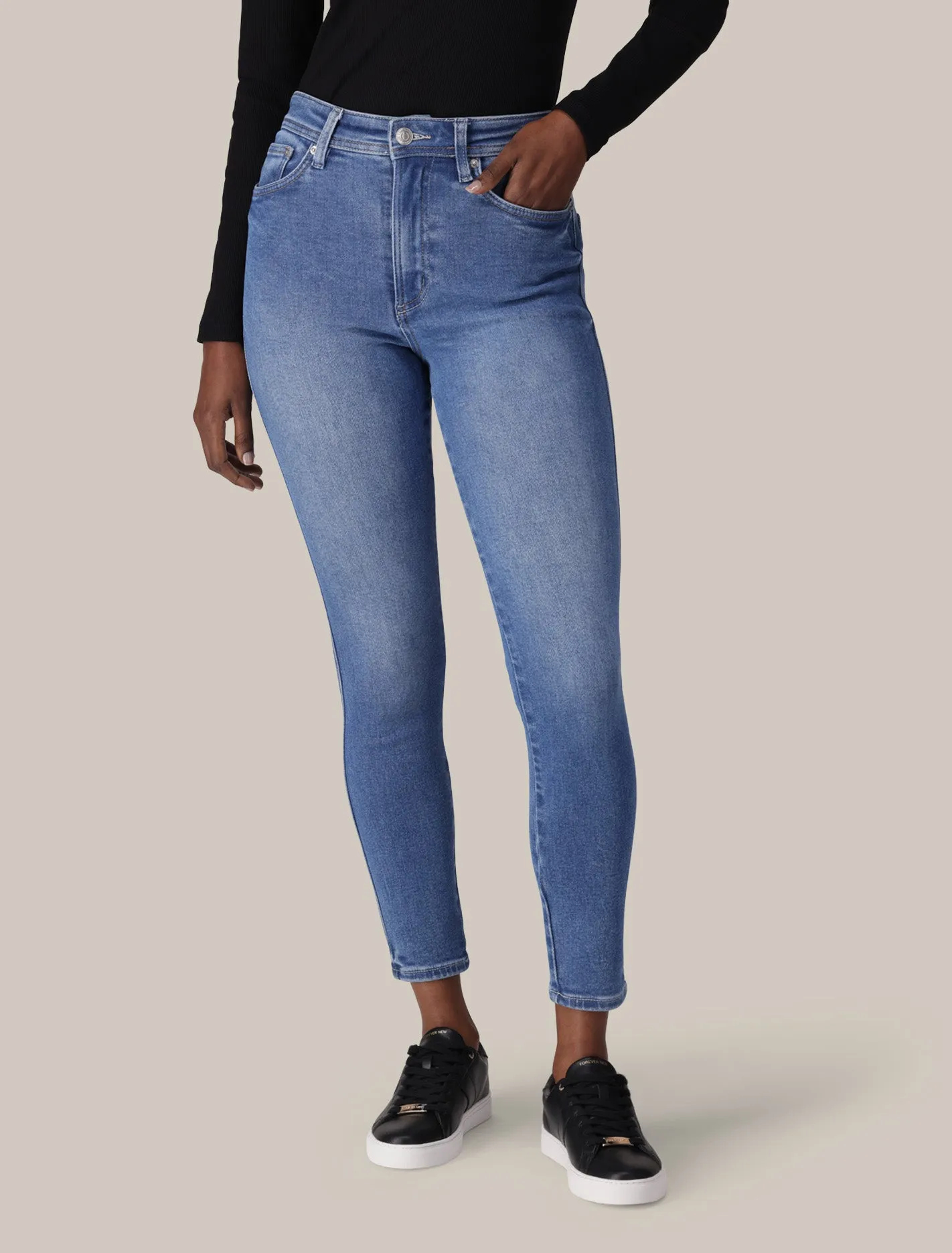 Simple Style Ashley Mid-Rise Mid Wash Jeans