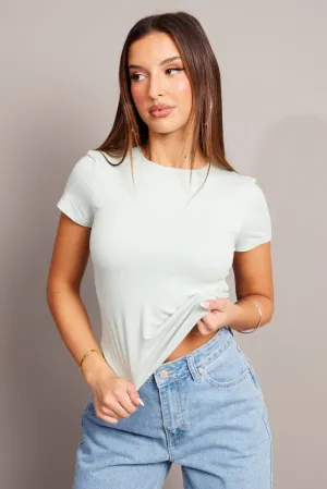 Green T shirt Short Sleeve Crew Neck Still Glow