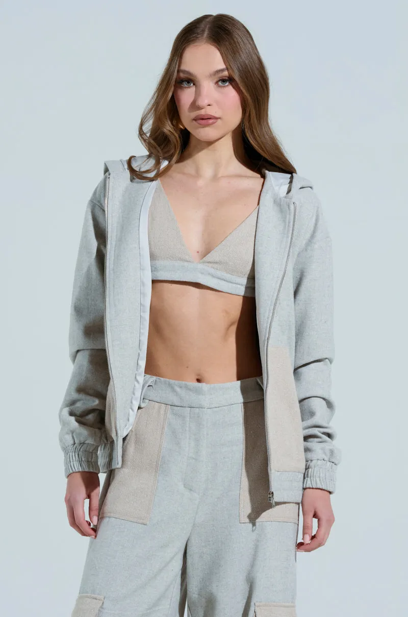 hat accents Relaxed Layers TO LOVE AGAIN ZIP UP SWEATSHIRT