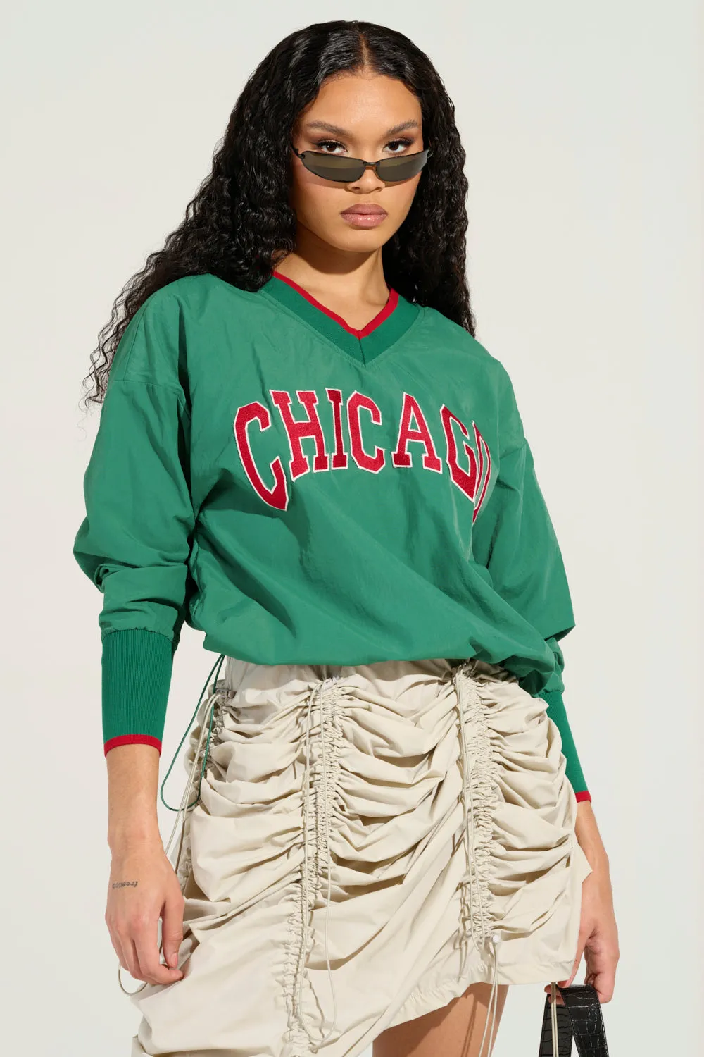 product metallic glamour Casual Fit REAL CHICAGO GIRL PULL OVER SWEATSHIRT