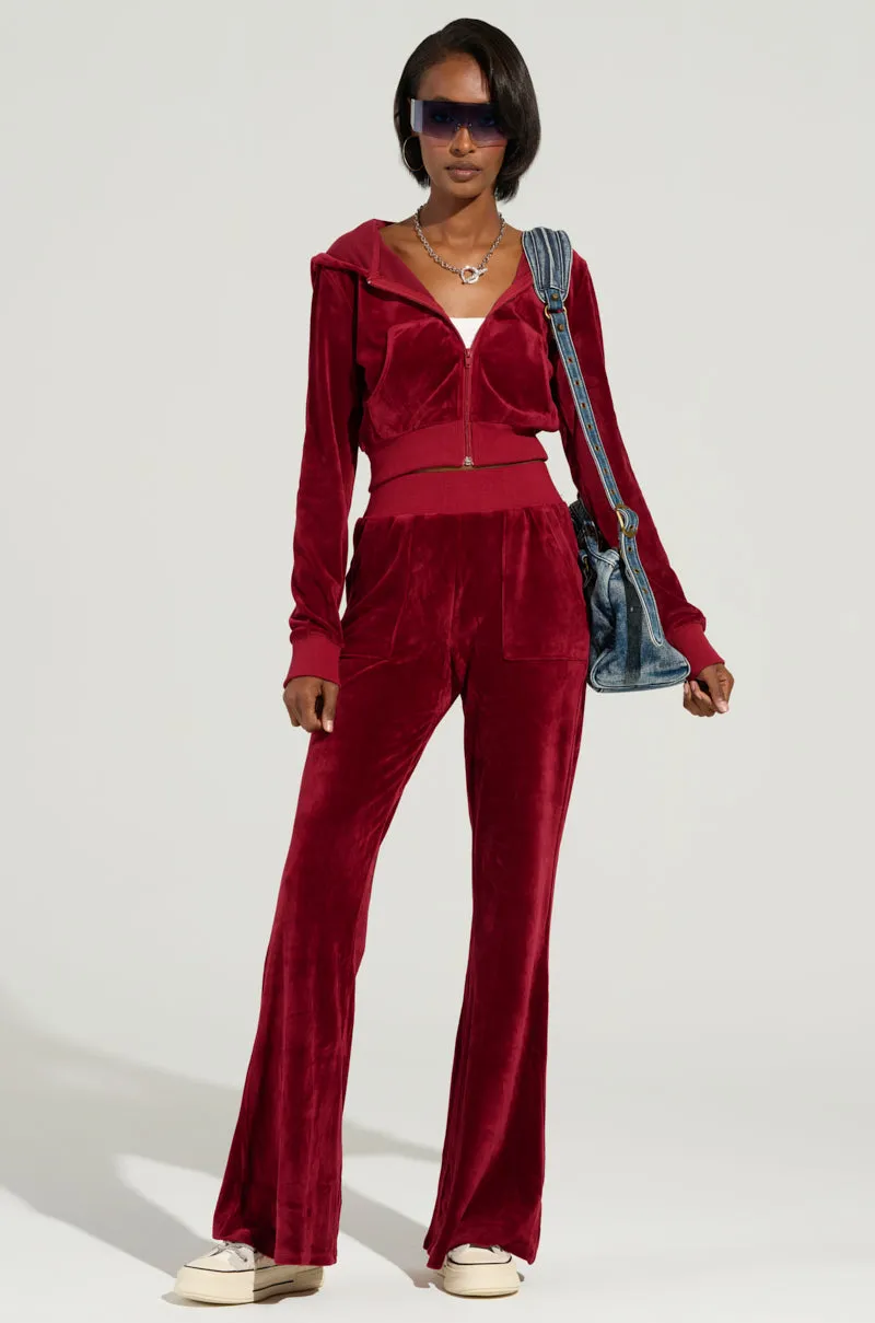 product fluffy softness Layer Active VELOUR GALORE FITTED ZIP UP IN BURGUNDY
