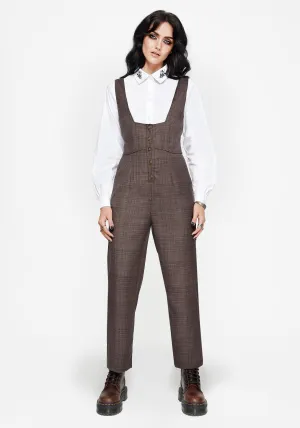 Sleek Design Lightweight insulation Lamya Check Tailored Straight Leg Suspender Trouser