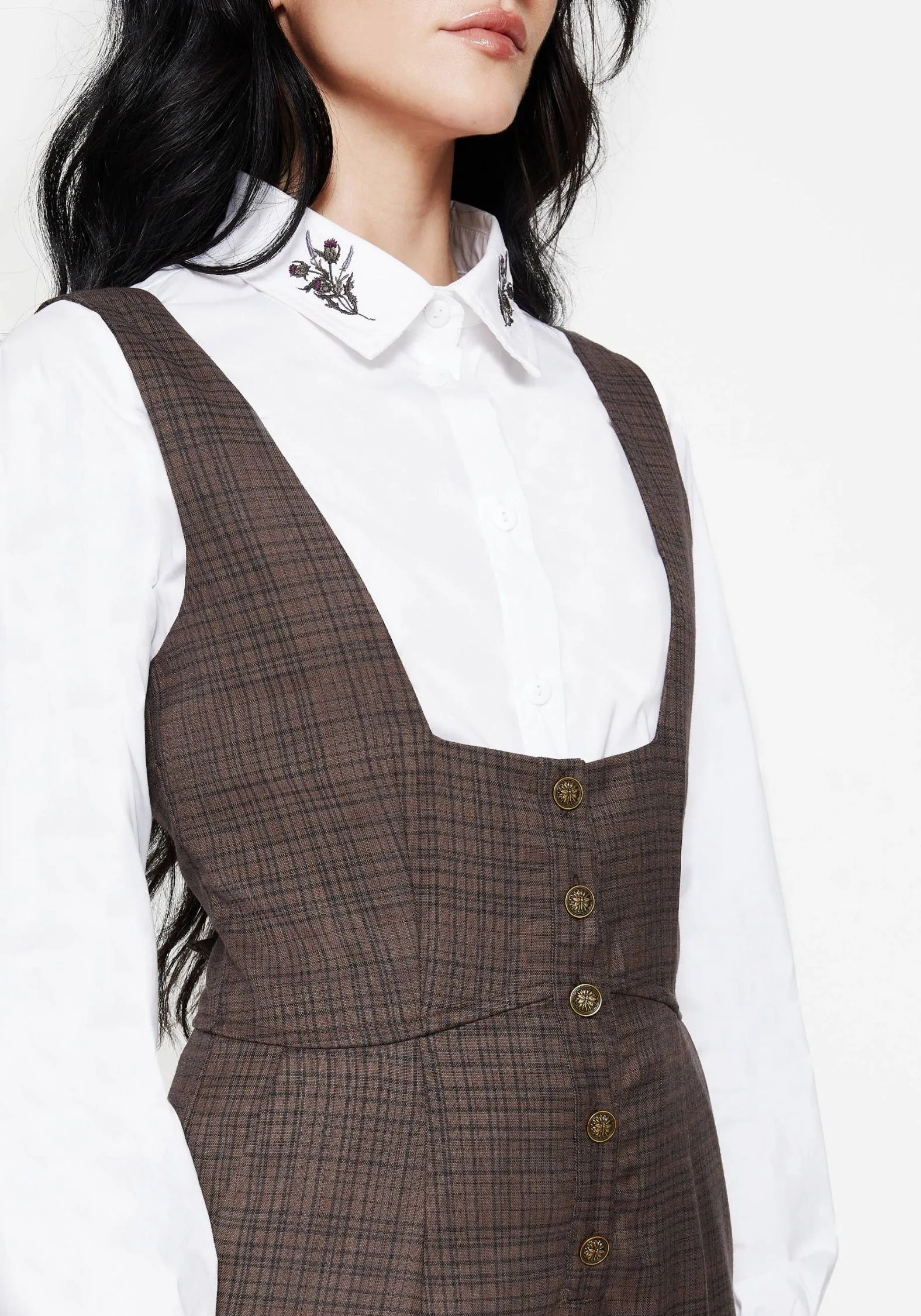Lamya Check Tailored Straight Leg Suspender Trouser CompressionSupport
