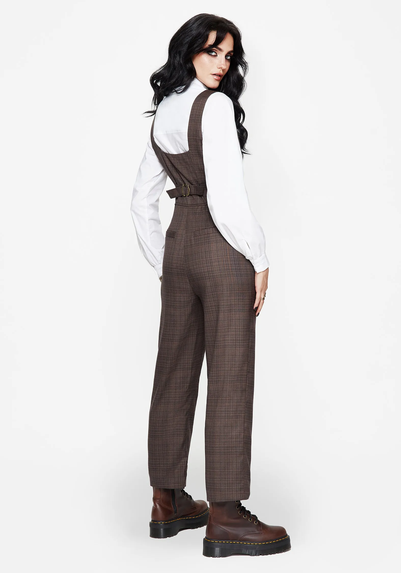 Lamya Check Tailored Straight Leg Suspender Trouser Tailored Silhouette