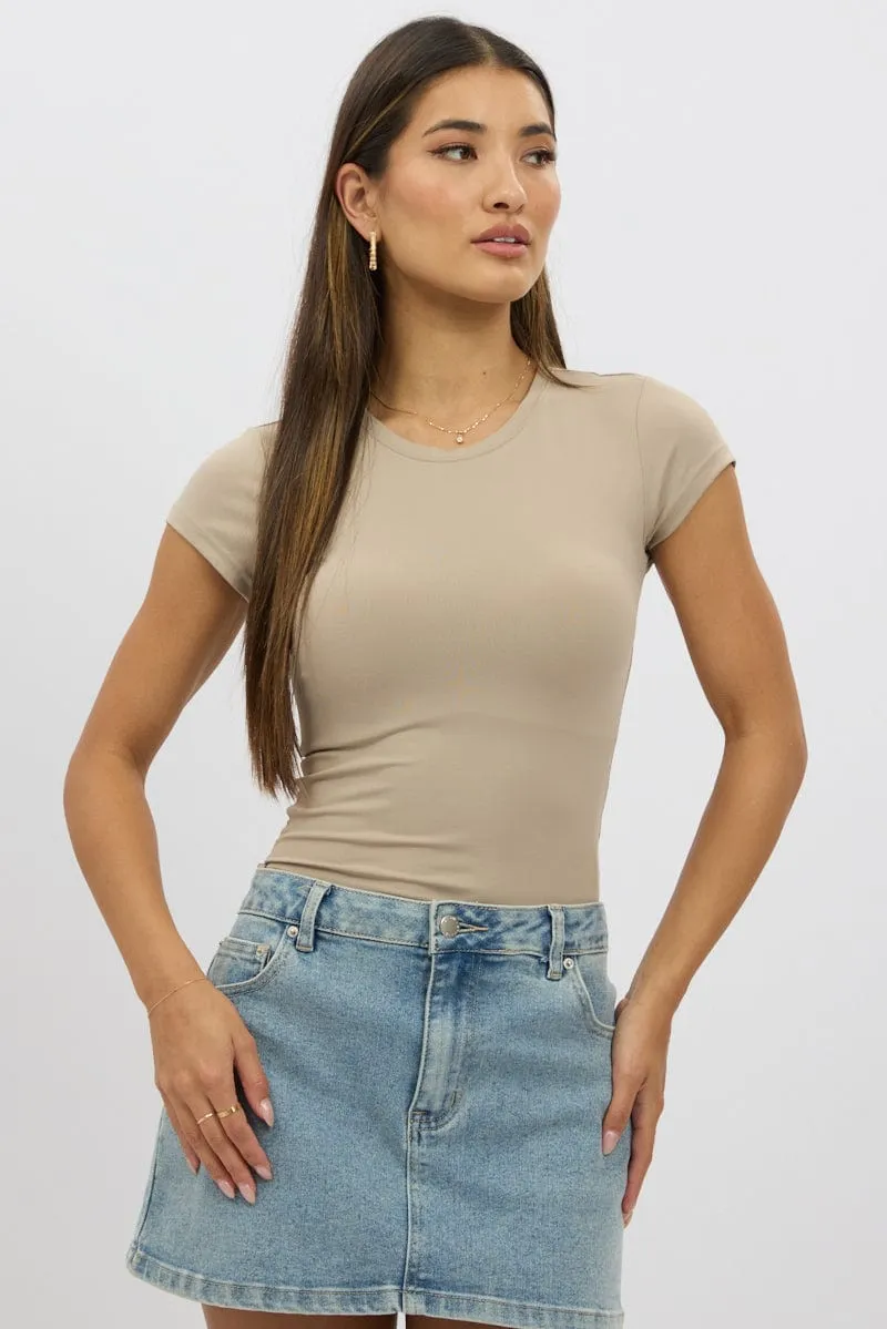 Lightweight Fabric Storm Core Beige T-Shirt Cap Sleeve Supersoft