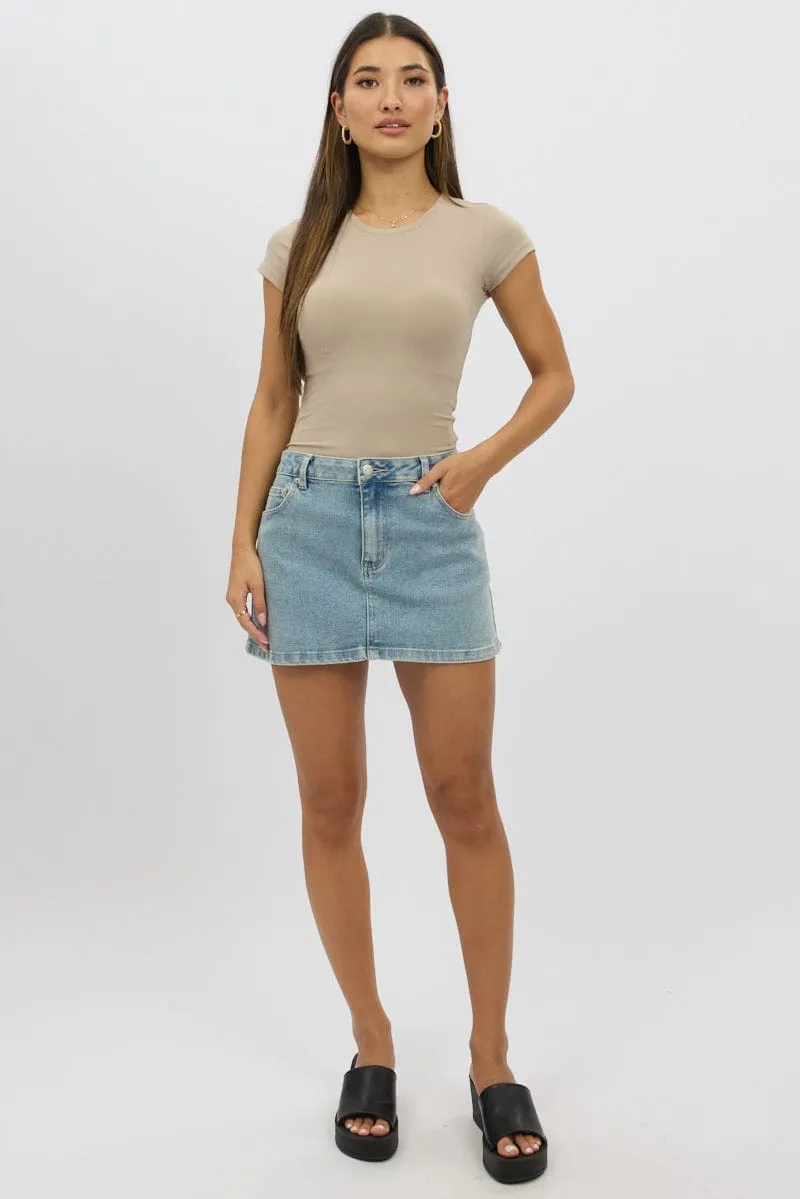 Beige T-Shirt Cap Sleeve Supersoft Elegant Layer