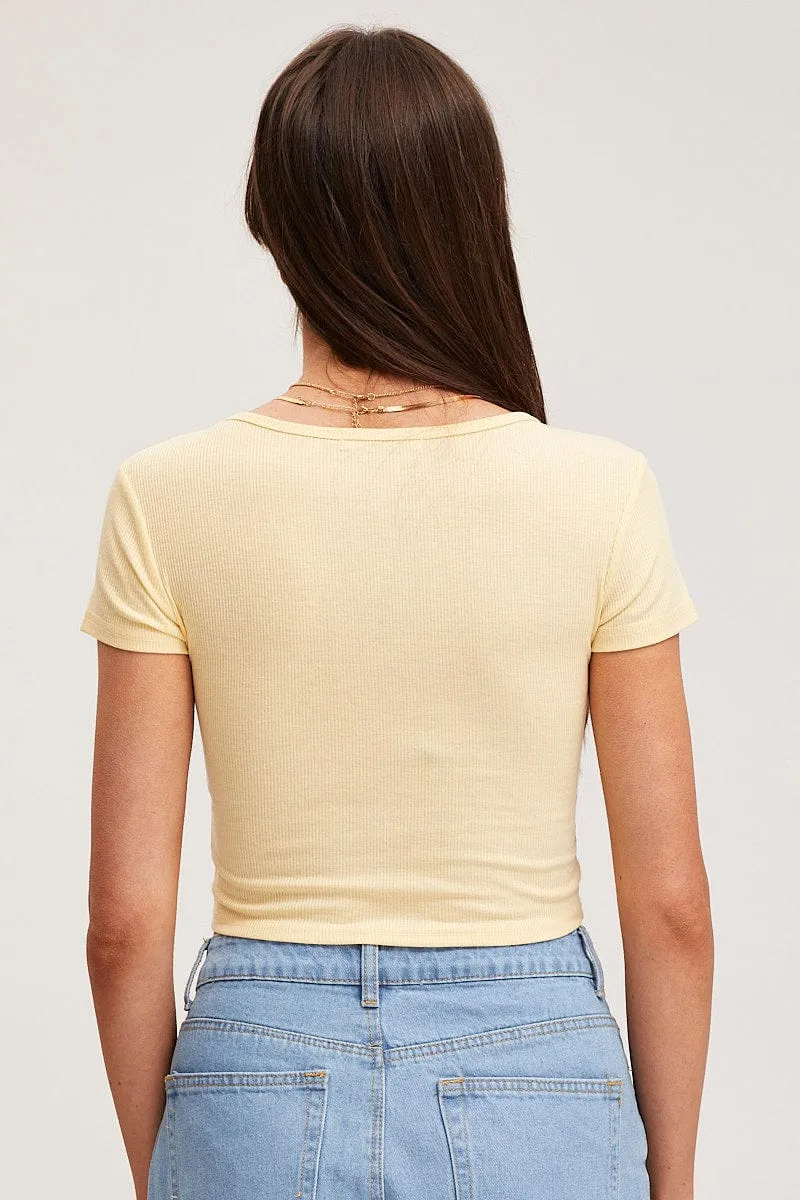 Farm Glow Model Edge Beige T-Shirt Short Sleeve Crew Neck