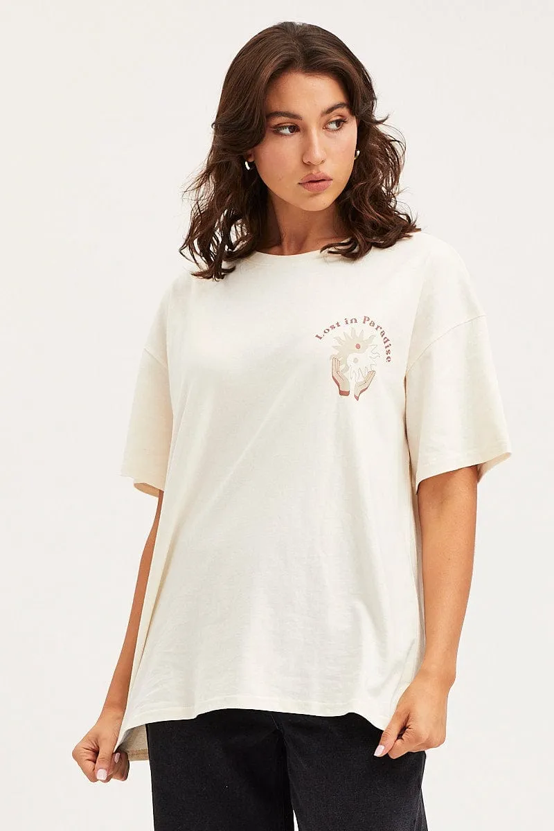 Autumn Wear White Unisex T-Shirt Short Sleeve Oversized Crew Neck