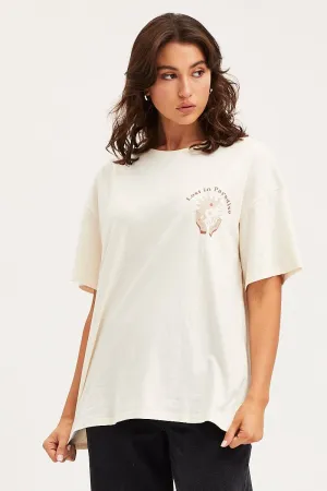 Autumn Wear White Unisex T-Shirt Short Sleeve Oversized Crew Neck