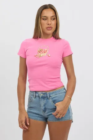 Pink Graphic Tee Short Sleeve Travel Style Trend