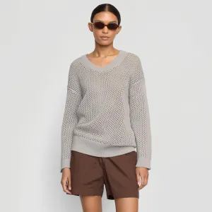 Archana Open Knit U-Neck Sweater Lattice Stitch Pattern