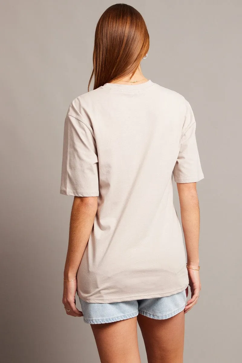 Active Layering Beige Graphic Tee Short Sleeve