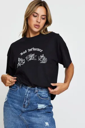 Vegan Black Graphic T Shirt Short Sleeve Crop