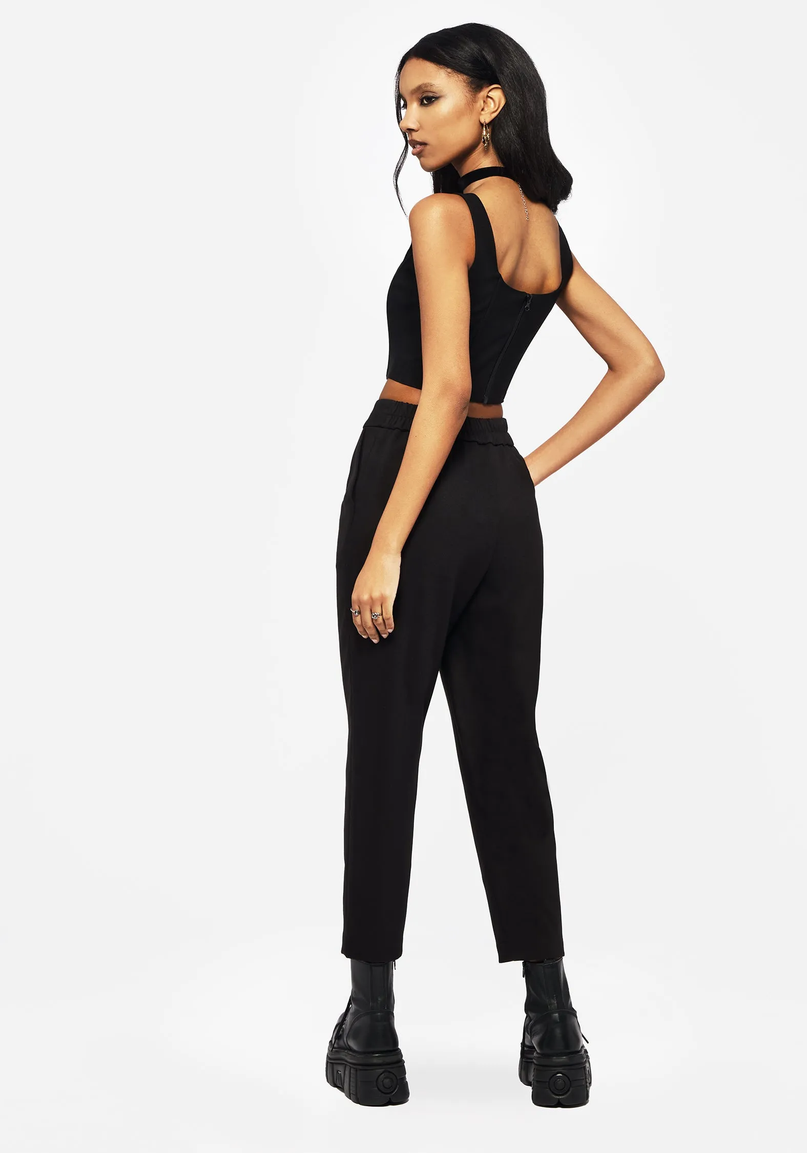 Lightweight Material Street Active Elder Tapered High Waist Trouser