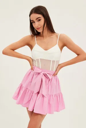 All Day Airy Look Pink Flare Skirt Skater Poplin